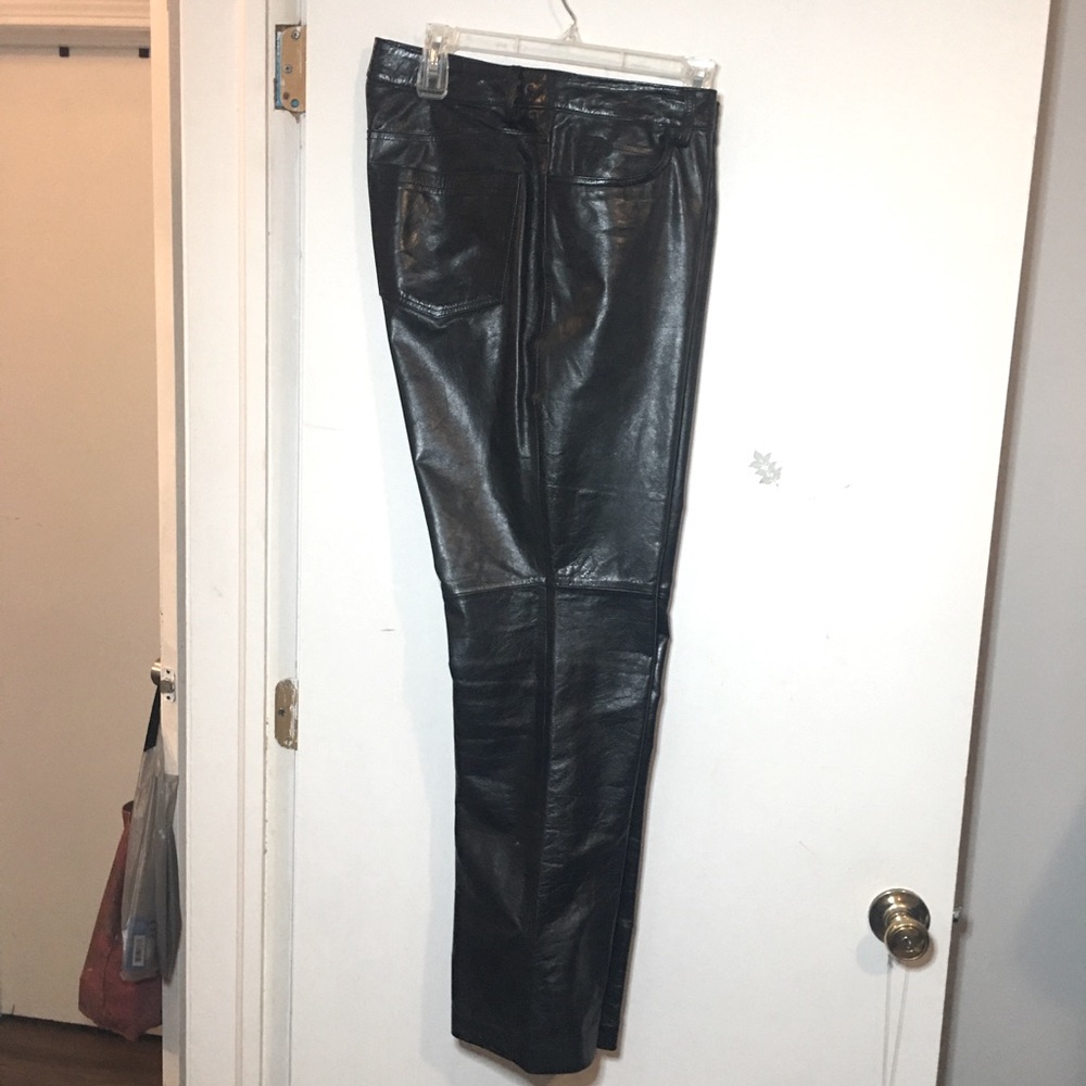 Leather pants Gap brand excellent condition size 14 black worn once bootcut
